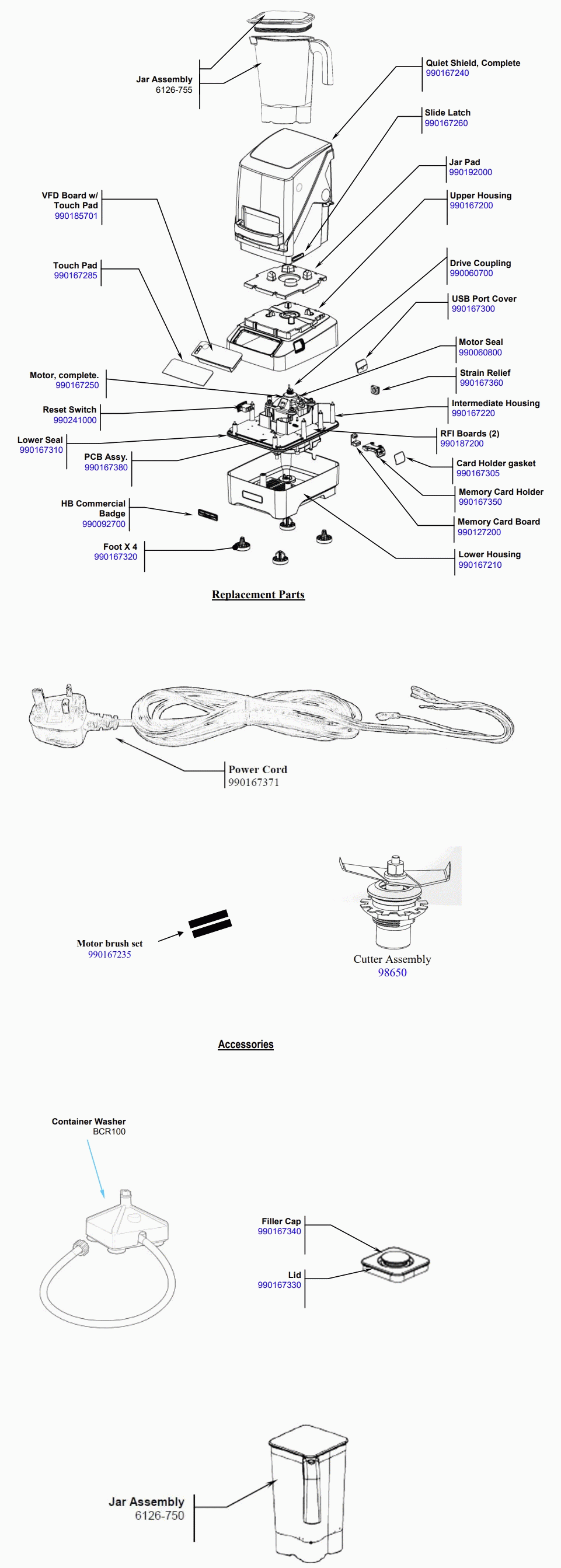 Diagram Diagram and Parts List for HBH755-UK  Hamilton Beach Blender